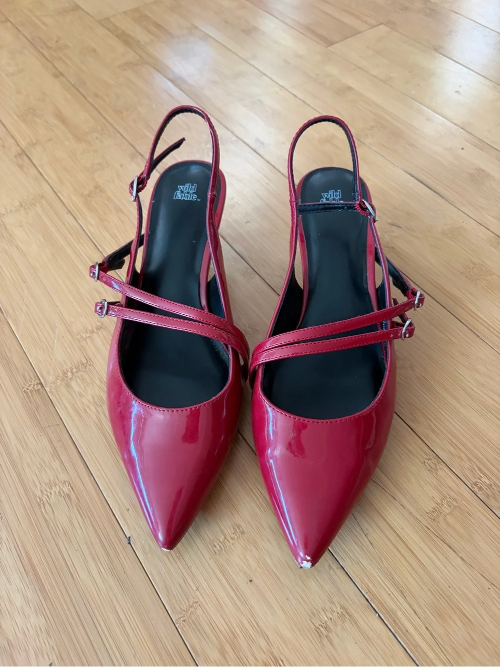 Red Patent Slingback Kitten Heel Pumps